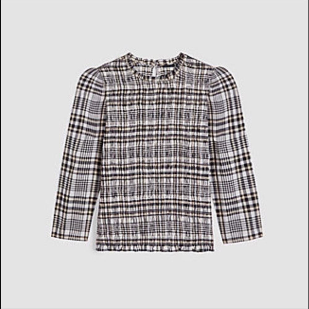 Plaid smocked blouse